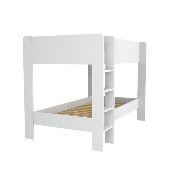 HOPE Lit superposé - 90 x 190 cm - Décor Blanc - Sommiers inclus