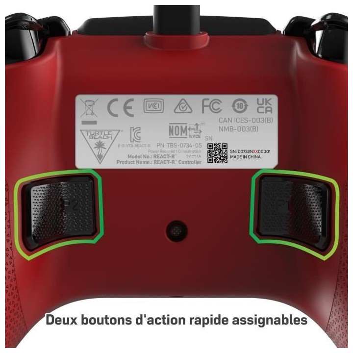 Manette de jeu filaire - TURTLE BEACH - REACT-R - Rouge - Xbox & Windo