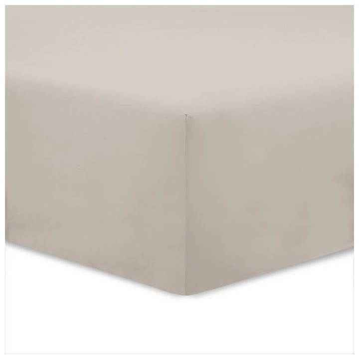 Vision - Drap housse Beige - 140x190cm - 100% coton