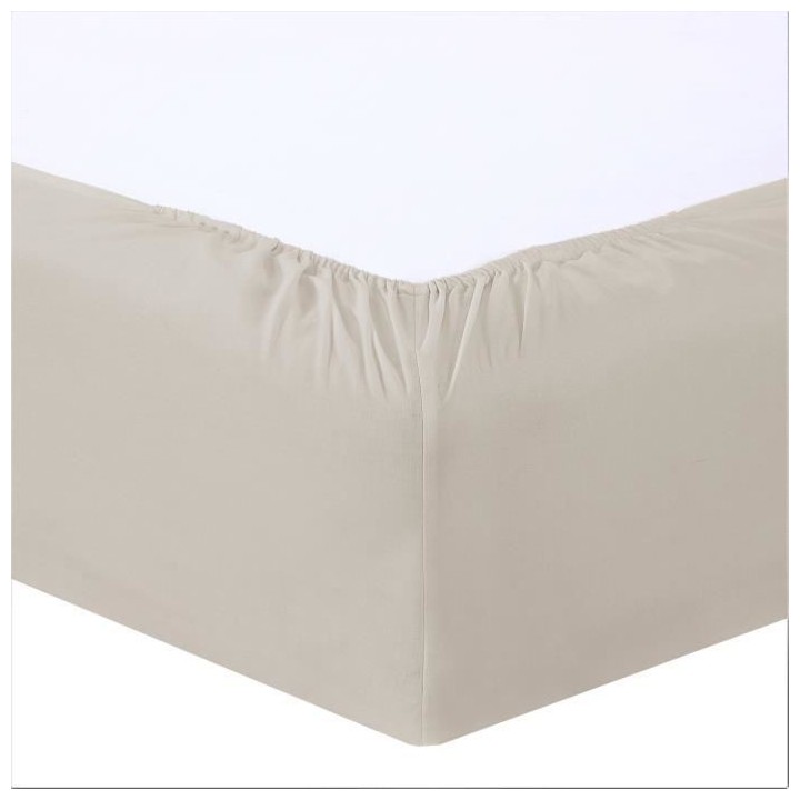 Vision - Drap housse Beige - 140x190cm - 100% coton