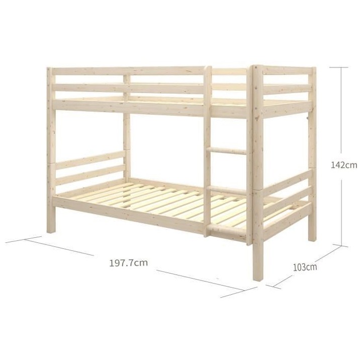 Lits superposés séparables enfant - 2x90x190 cm - Pin massif naturel