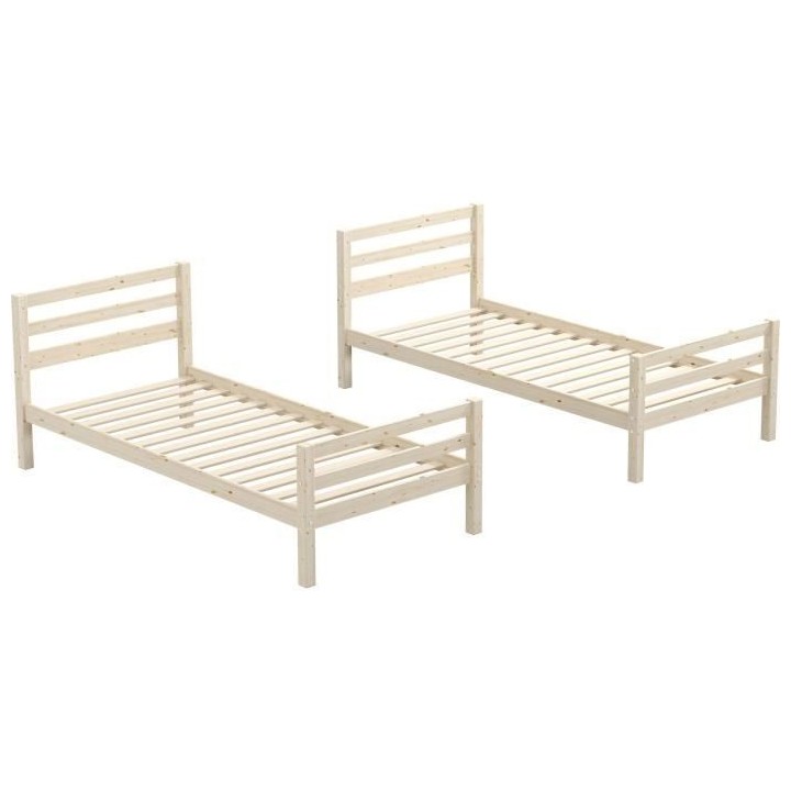 Lits superposés séparables enfant - 2x90x190 cm - Pin massif naturel