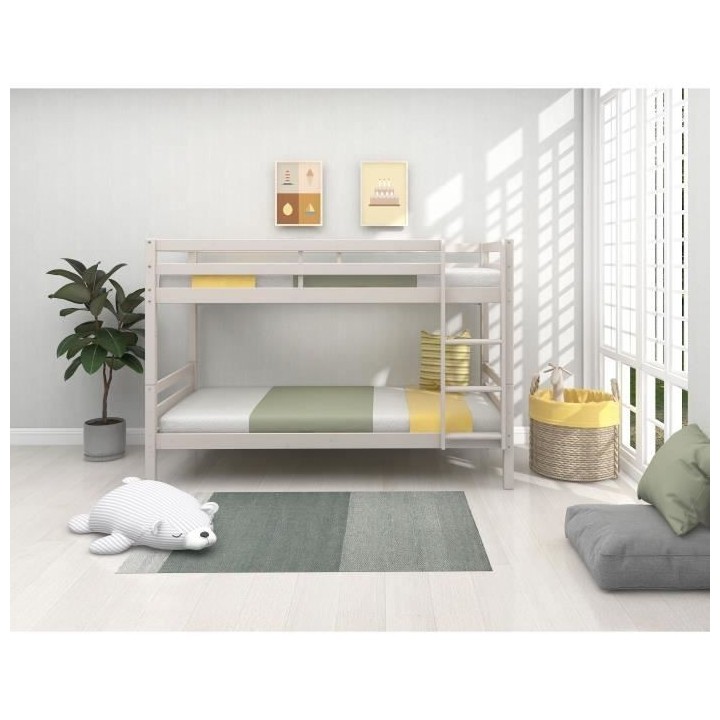 Lits superposés séparables enfant - 2x90x190 cm - Pin massif gris cl