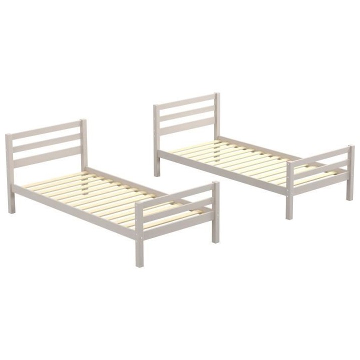 Lits superposés séparables enfant - 2x90x190 cm - Pin massif gris cl