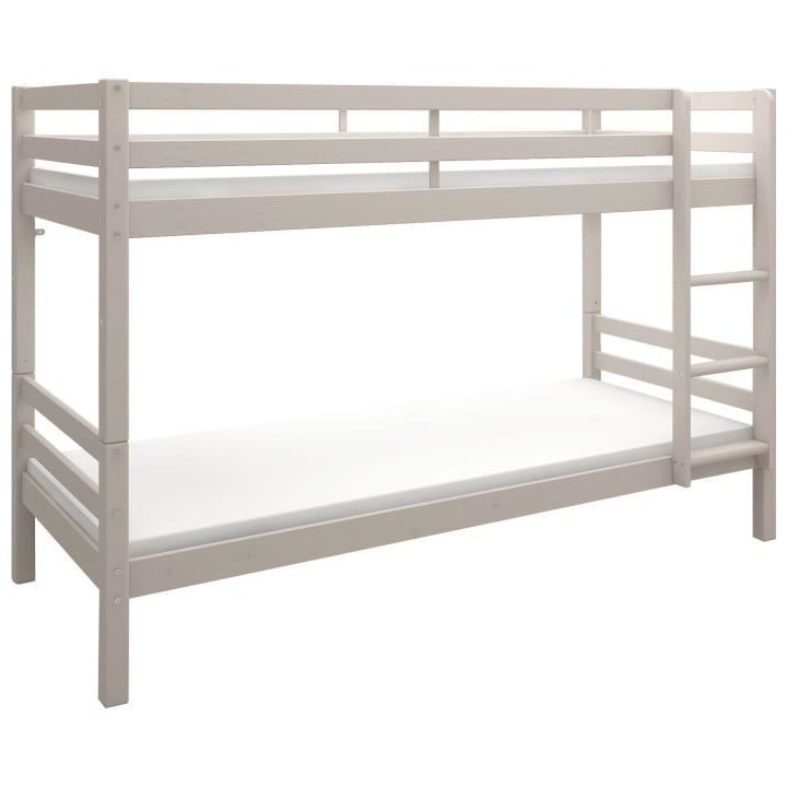 Lits superposés séparables enfant - 2x90x190 cm - Pin massif gris cl