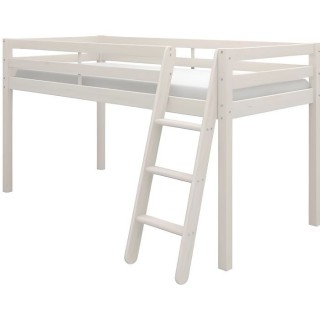 Lit mi-hauteur enfant - Andrus - Pin massif blanchi - Sommier inclus -