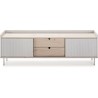 Meuble TV HORIZON portes coulissantes 2 tiroirs- métal Blanc et chene blanchi - scandinave moderne - L160XP40XH52cm