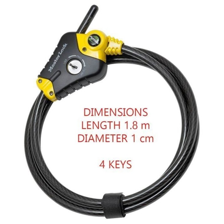 Antivol - MASTER LOCK - Python 8433EURD - Longueur ajustable de 30 cm
