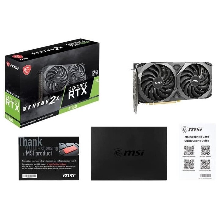 MSI - Carte graphique RTX 3060 VENTUS 2X OC - 12 Go (912-V397-039) - L