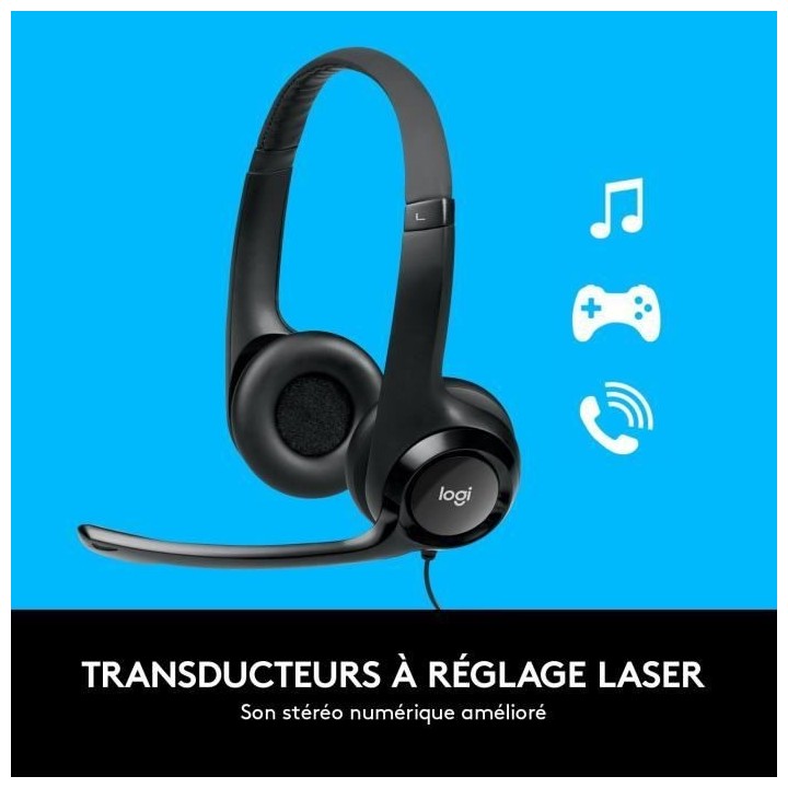 Casque - Filaire - Logitech - H390 - Stéréo, Microphone intégré, A