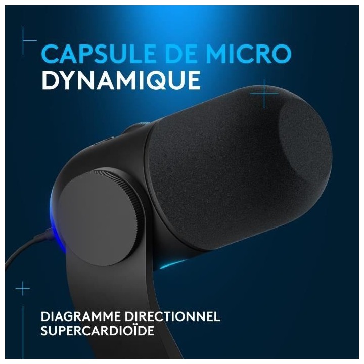 Microphone Gamer - LOGITECH G - Yeti GX - RVB dynamique - Pour Enregis