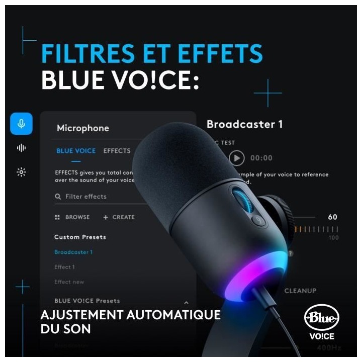 Microphone Gamer - LOGITECH G - Yeti GX - RVB dynamique - Pour Enregis