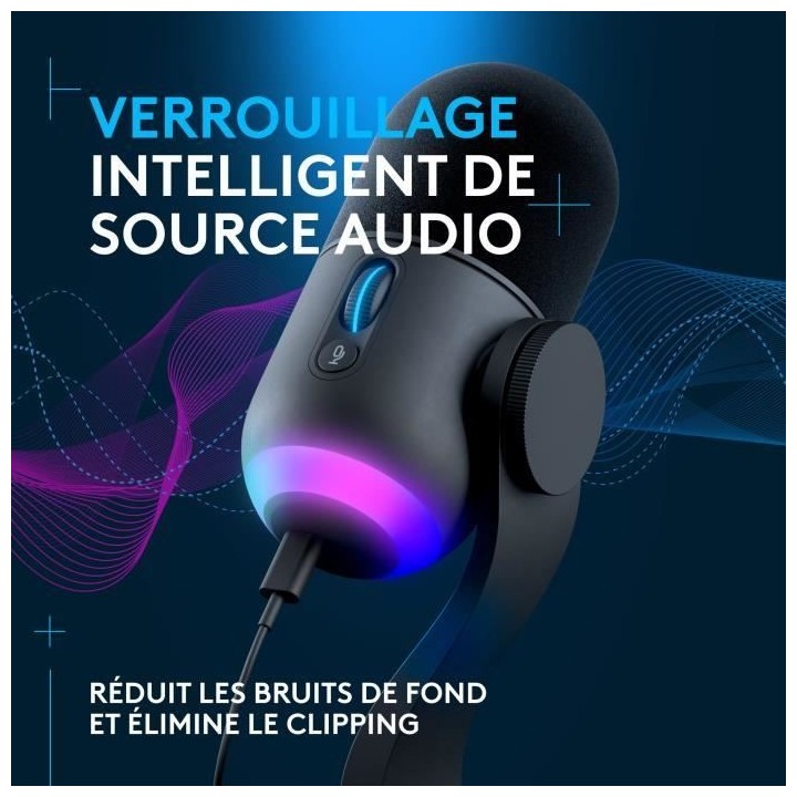 Microphone Gamer - LOGITECH G - Yeti GX - RVB dynamique - Pour Enregis