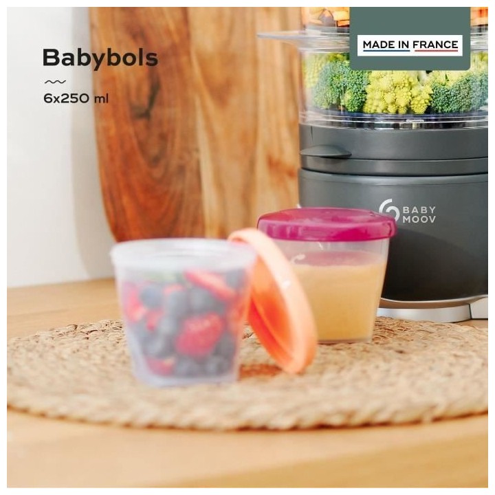 BABYMOOV Babybols lot de 6 pots de conservation pour bébé 250ml, gra
