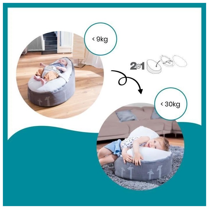 BABYMOOV Doomoo Nid - Transat bébé - Pouf Evolutif & Multifonctions