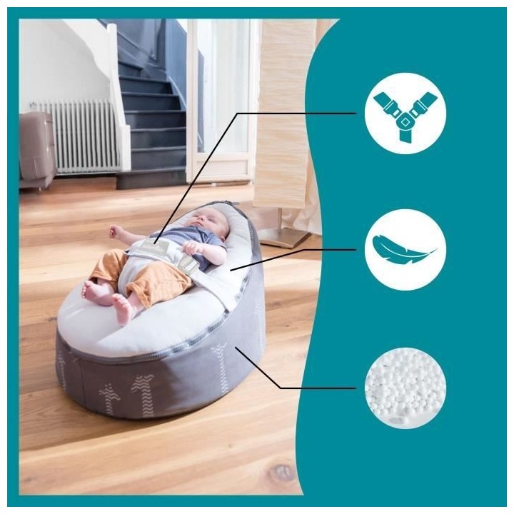 BABYMOOV Doomoo Nid - Transat bébé - Pouf Evolutif & Multifonctions
