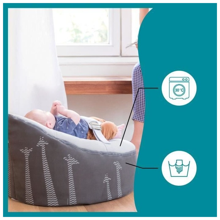 BABYMOOV Doomoo Nid - Transat bébé - Pouf Evolutif & Multifonctions