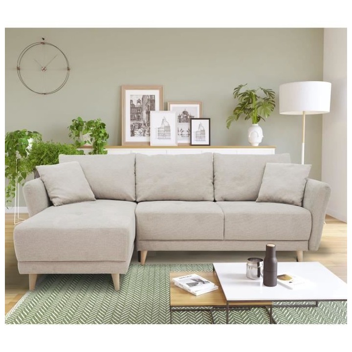 Canapé d'angle convertible réversible 3-4 places CLAUDIUS - Tissu Be
