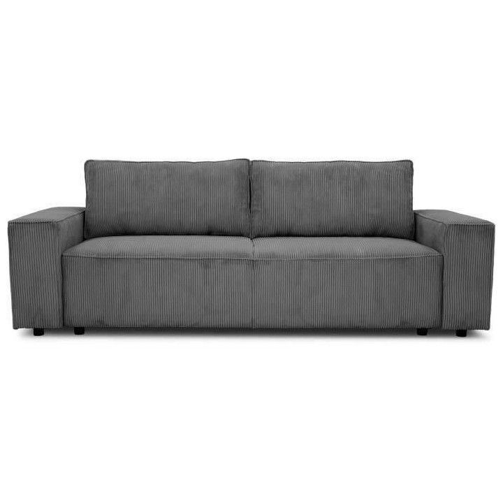 Canapé convertible 3 places JOSH - Velours côtelé Anthracite - Coff