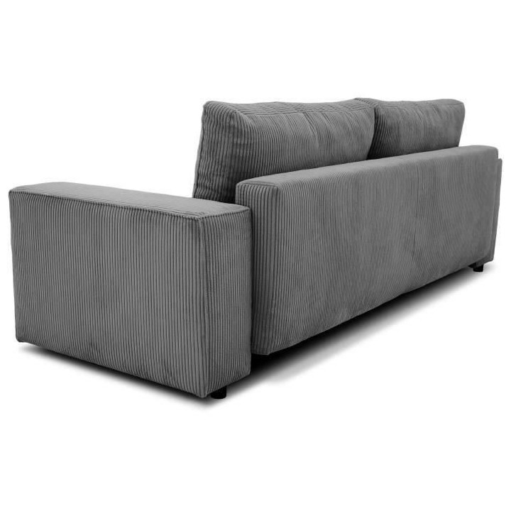 Canapé convertible 3 places JOSH - Velours côtelé Anthracite - Coff
