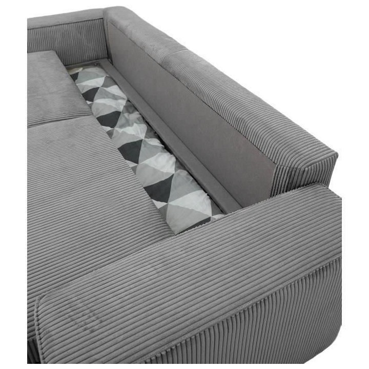 Canapé convertible 3 places JOSH - Velours côtelé Anthracite - Coff