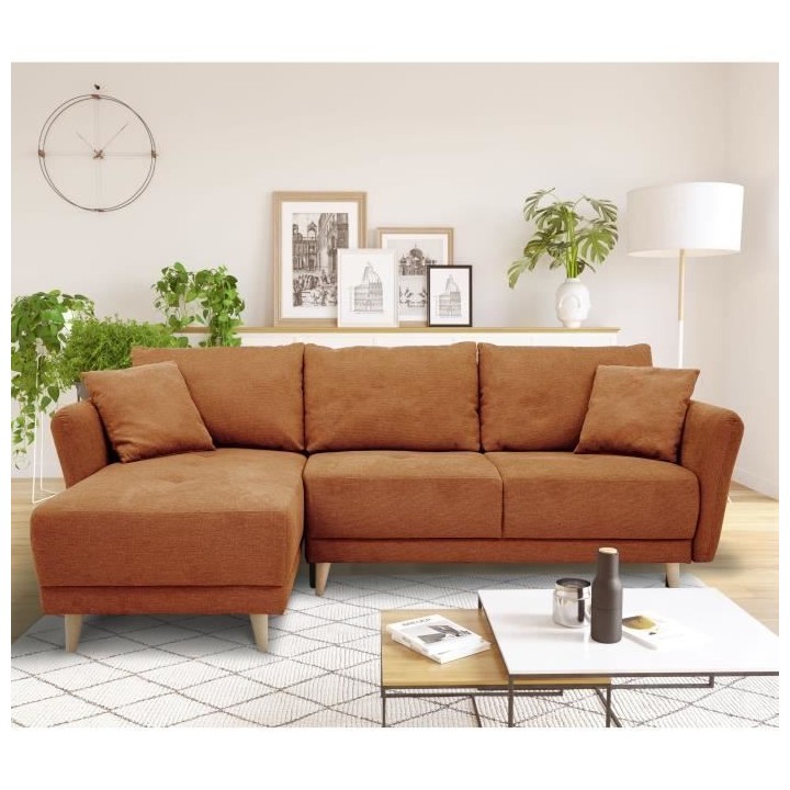 Canapé d'angle convertible réversible 3-4 places CLAUDIUS - Tissu Te