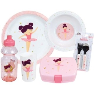 BALLERINE - Lot vaisselle pour enfant avec verre, assiette creuse, ass