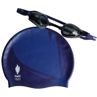 Set Piscine Lunettes de Natation et Bonnet Adulte Equipe de France Oly