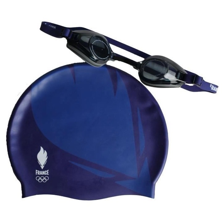 Set Piscine Lunettes de Natation et Bonnet Adulte Equipe de France Oly