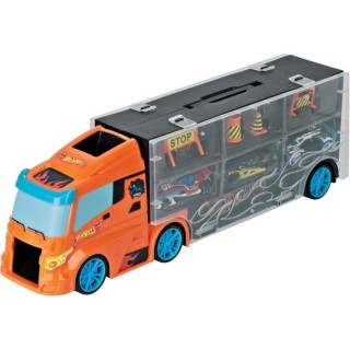 TOYS AND FUN Camion HOT WHEELS 40 cm et 3 voitures + accessoires de si