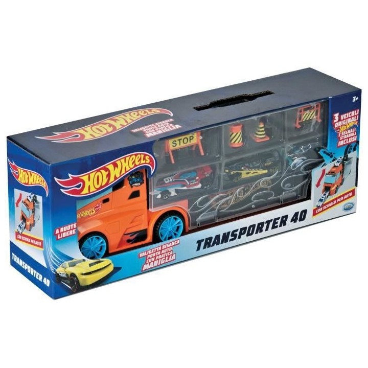TOYS AND FUN Camion HOT WHEELS 40 cm et 3 voitures + accessoires de si