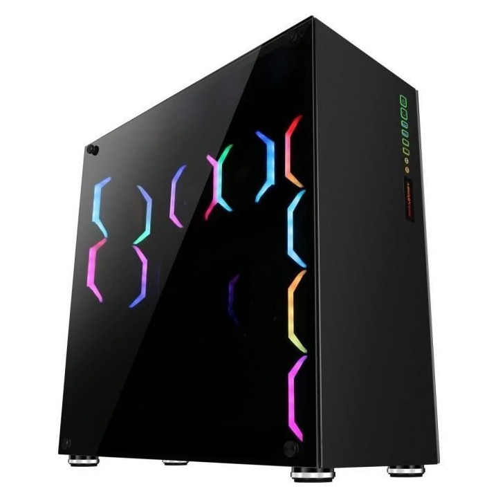 ABKONCORE BOITIER PC R780 Sync - rétro éclairage RGB - Noir - Verre