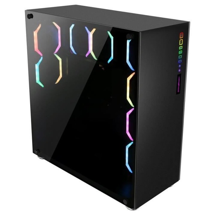 ABKONCORE BOITIER PC R780 Sync - rétro éclairage RGB - Noir - Verre