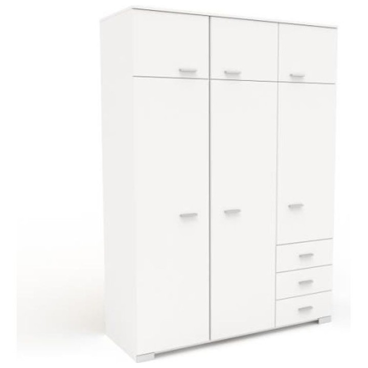 Armoire de chambre contemporaine blanche - COSMOS - L 146 cm - 6 porte