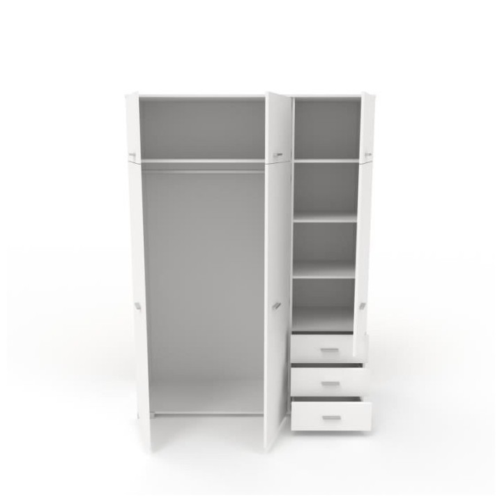 Armoire de chambre contemporaine blanche - COSMOS - L 146 cm - 6 porte