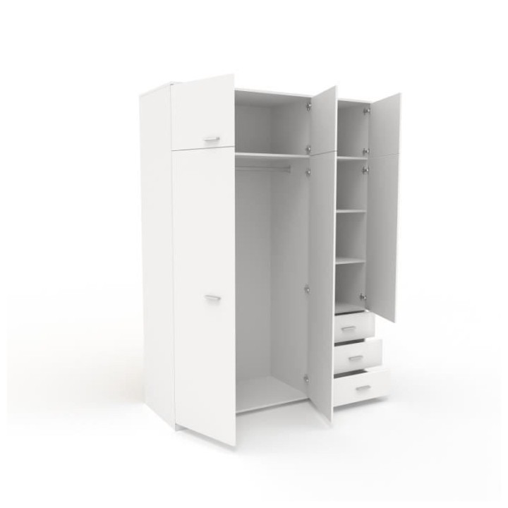 Armoire de chambre contemporaine blanche - COSMOS - L 146 cm - 6 porte