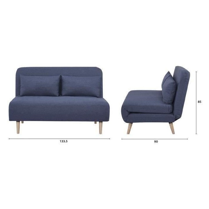 Banquette BZ 2 places - Style scandinave bleu foncé - DEPLO