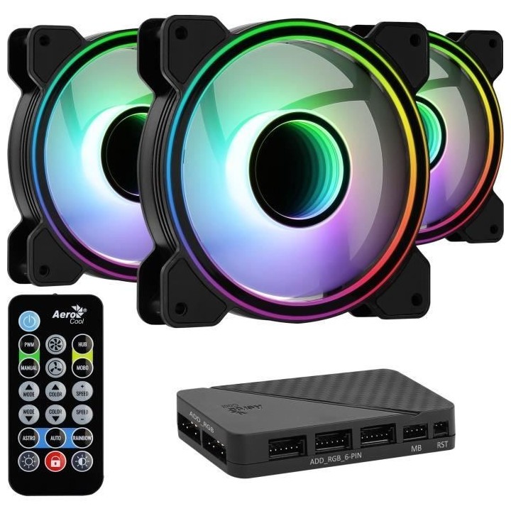 AEROCOOL Mirage 12 Pro ARGB (Pack de 3) - Ventilateur 120mm A-RGB pour