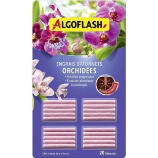 Engrais pour orchidées - ALGOFLASH - 20 bâtonnets - Action jusqu'a 3