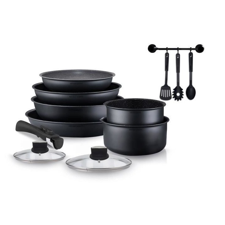 Arthur Martin AM268B Batterie de cuisine 12 pieces - poignée amovible
