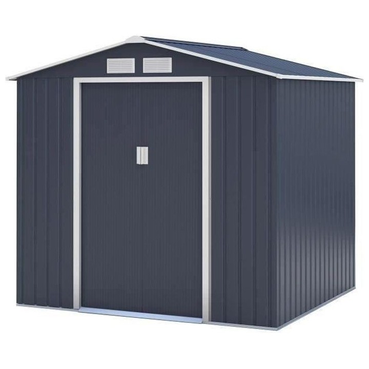 Abri de jardin en métal 4,07 m² - 213 x 191 x 195 cm - Kit d'ancrage