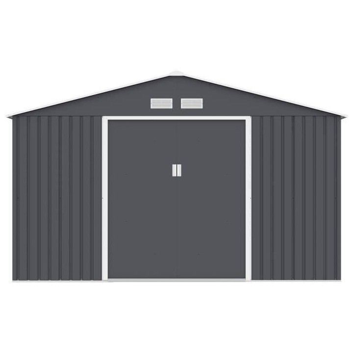 Abri de jardin en métal 10,85 m² - 340 x 319 x 210 cm - Kit d'ancrag