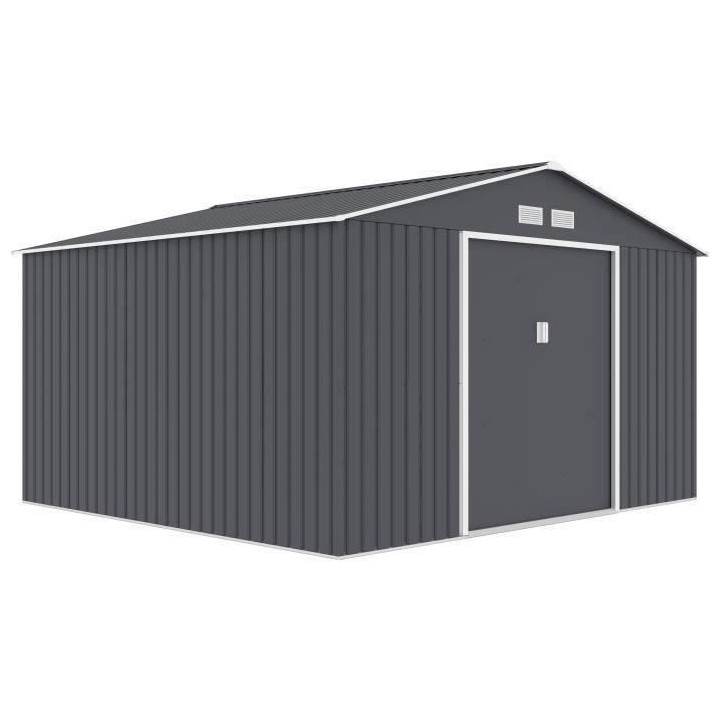 Abri de jardin en métal 10,85 m² - 340 x 319 x 210 cm - Kit d'ancrag