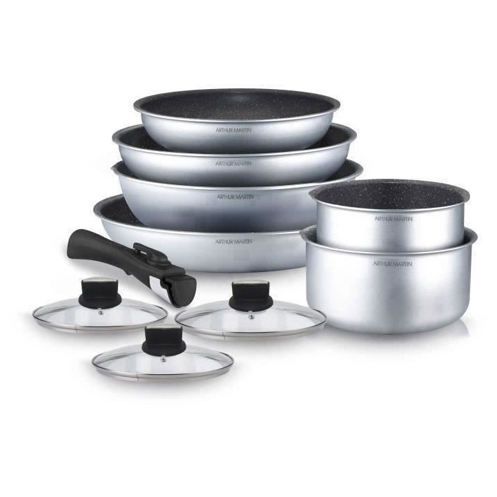 Batterie de cuisine Arthur Martin AM167S 10 pieces - Aluminium - Poign