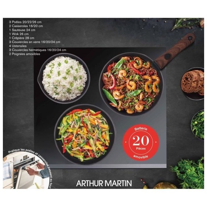 Batterie de cuisine - Tous feux dont induction - Arthur Martin - AM053