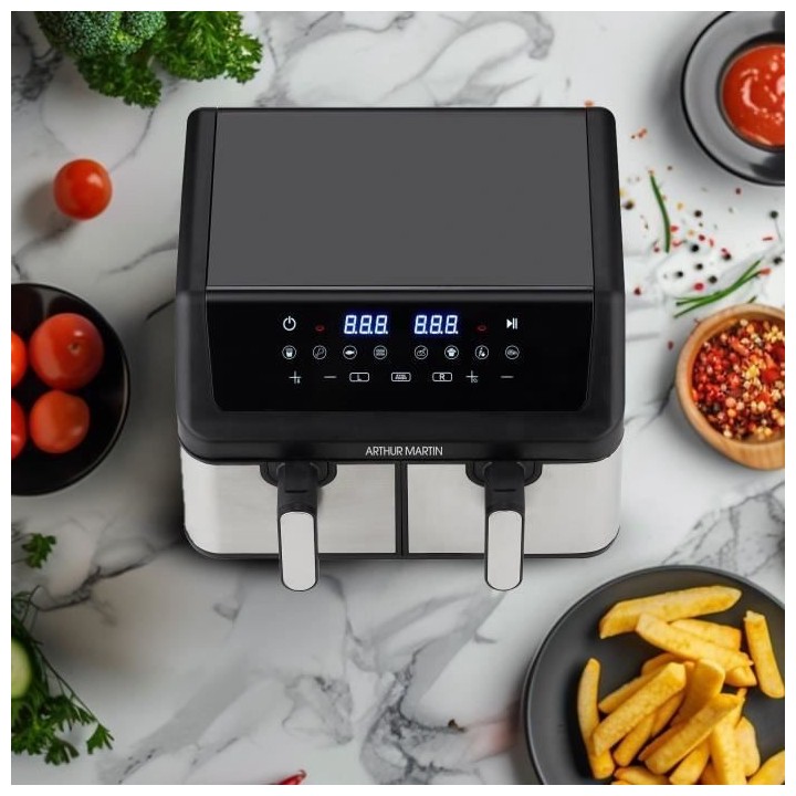 Friteuse sans huile - ARTHUR MARTIN - Airfryer - 2 cuves de 4,5L - 200