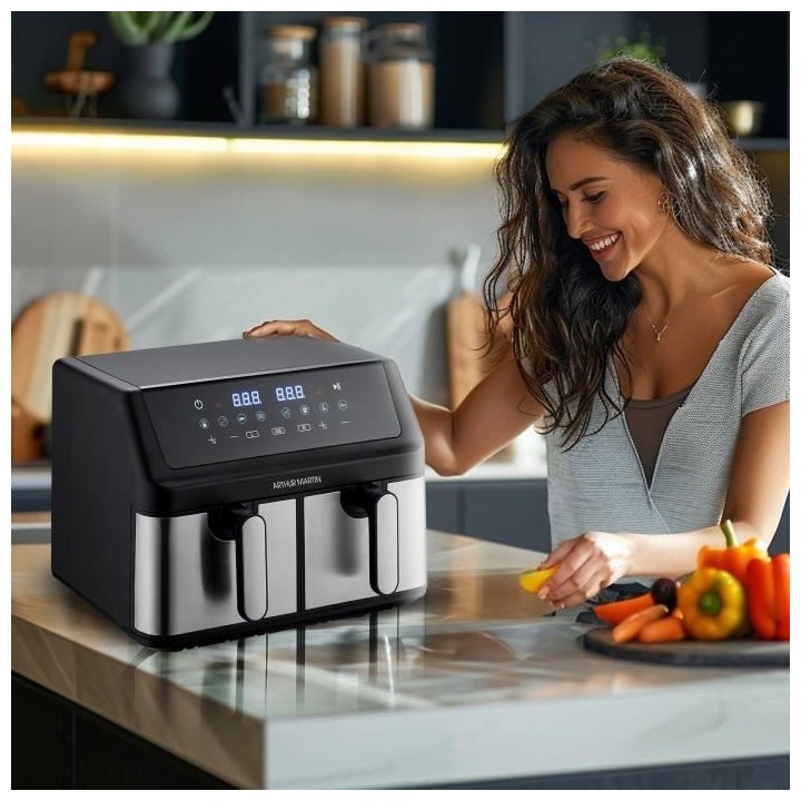 Friteuse sans huile - ARTHUR MARTIN - Airfryer - 2 cuves de 4,5L - 200