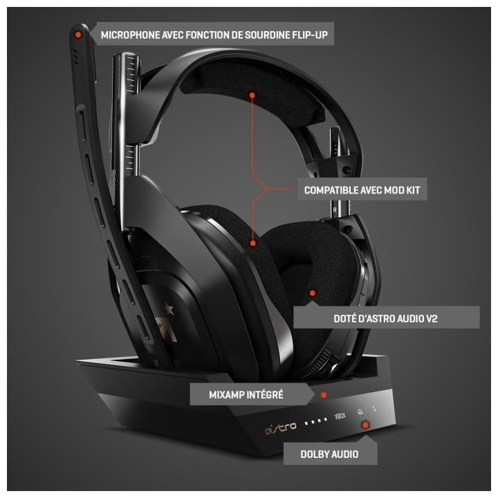 Casque Gamer - Sans fil - Logitech G - A50 - Xbox, PC - Noir