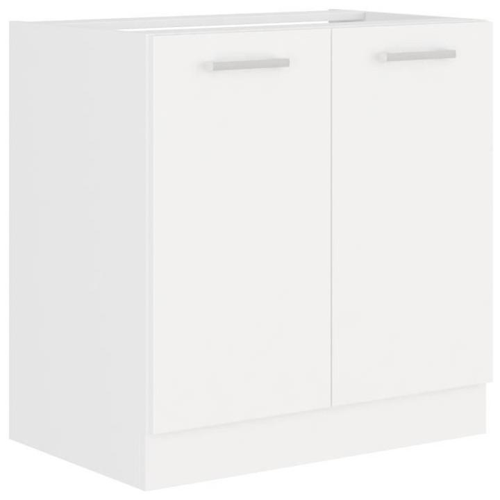 ATLAS Meuble sous-évier 2 portes - L 80 x H 82 x P52 cm - Décor blan