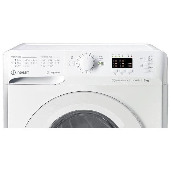 Lave-linge hublot INDESIT MTWA81283WEU MyTime - 8 kg - Induction - 120